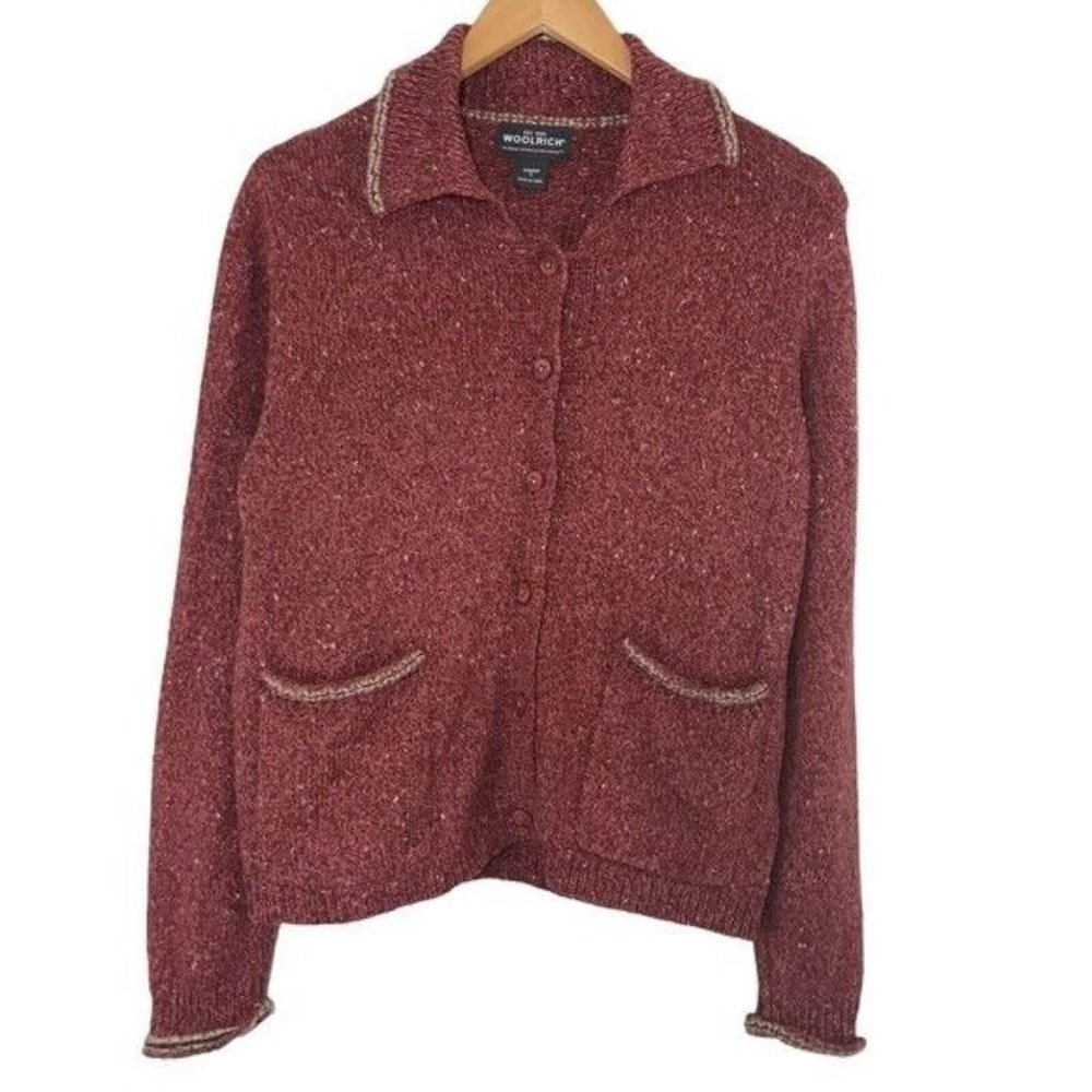 WOOLRICH Grenadine Button Front Cardigan Ramie and Wool Size Small
